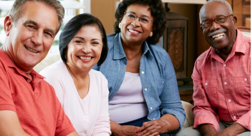 A smiling diverse group of friends