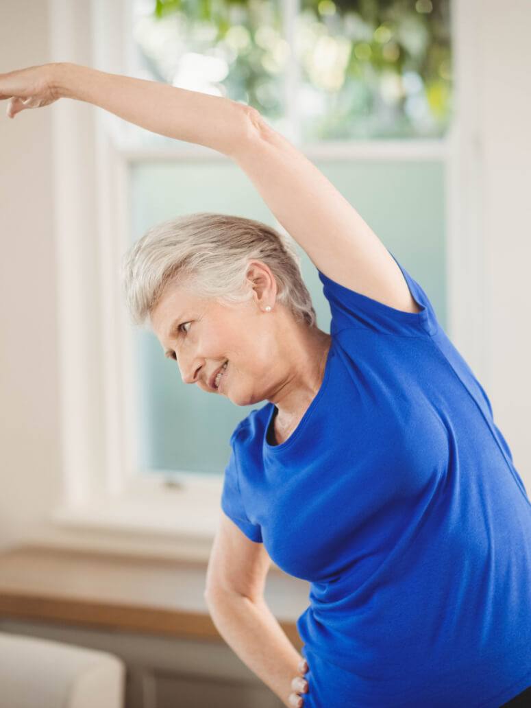 Older woman stretching