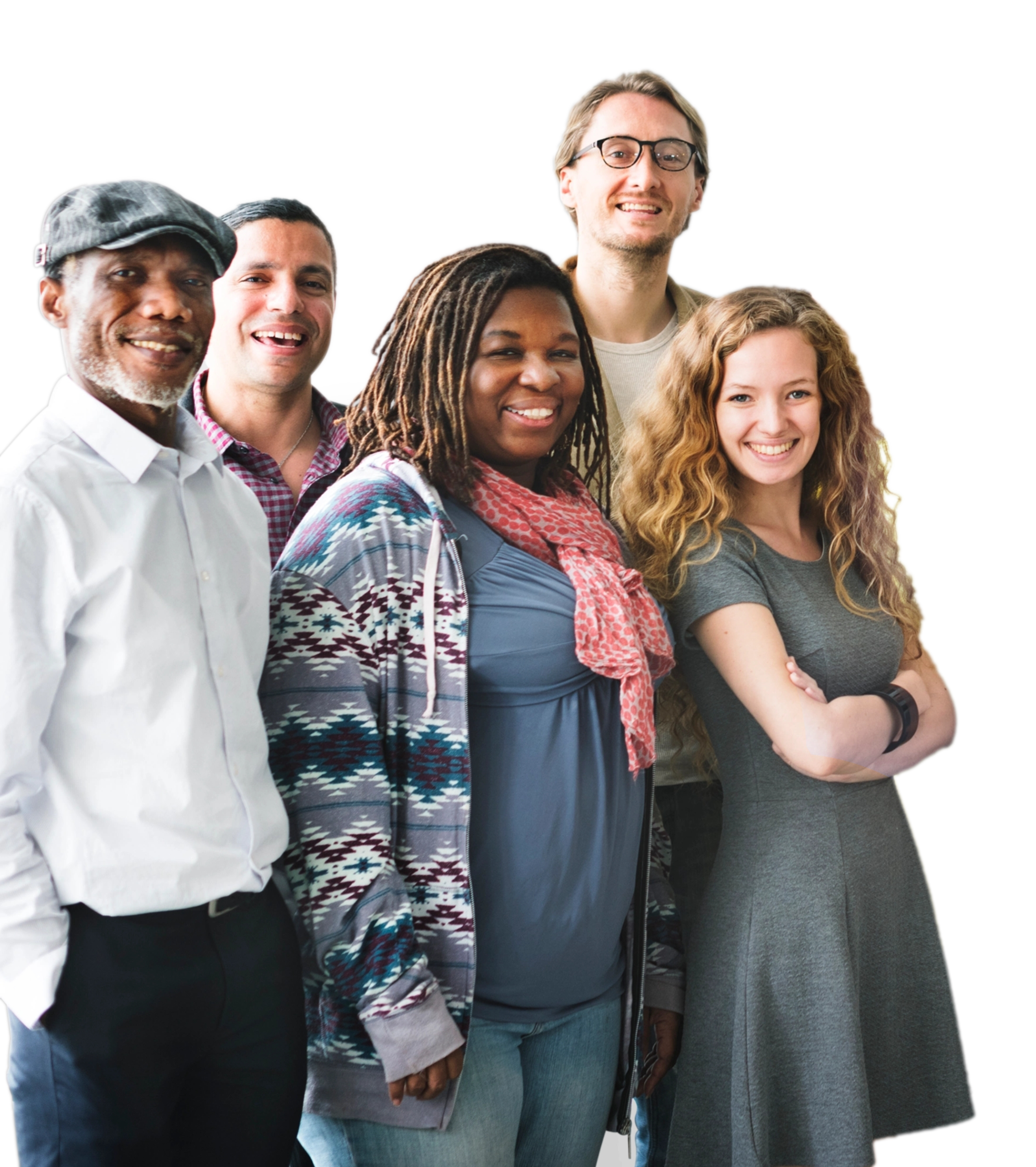 People standing in a group smiling