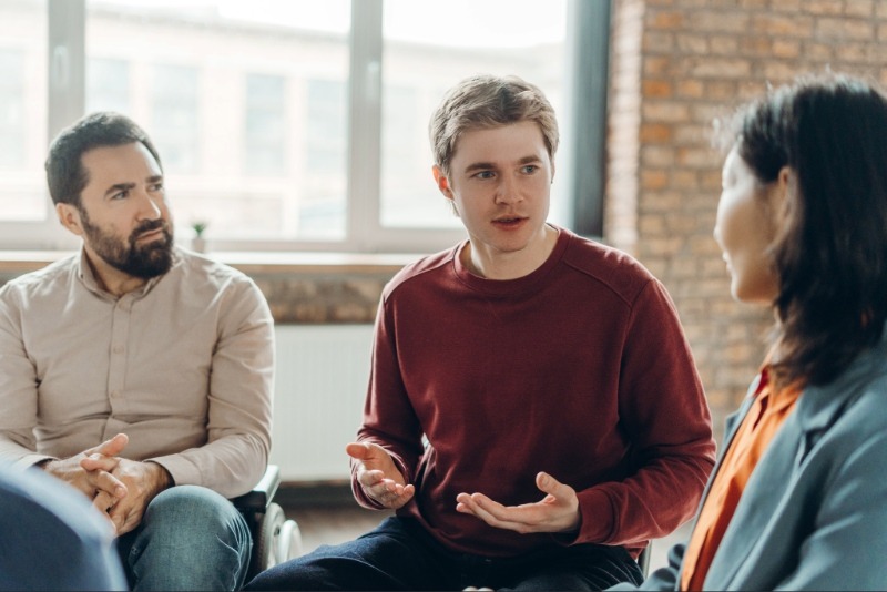 People talking in support group